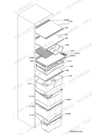 Взрыв-схема холодильника Zanussi ZRB34426WA - Схема узла Internal parts