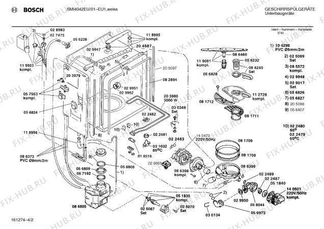 Взрыв-схема посудомоечной машины Bosch SMI4042EU - Схема узла 02