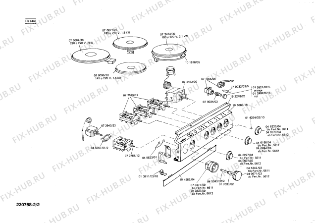 Взрыв-схема плиты (духовки) Siemens HS6443 - Схема узла 02