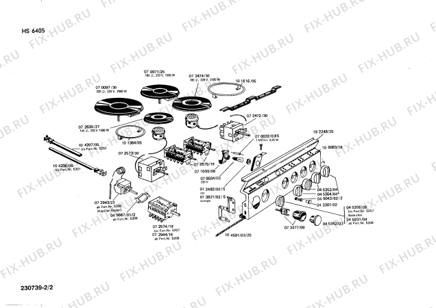 Взрыв-схема плиты (духовки) Siemens HS6405 - Схема узла 02