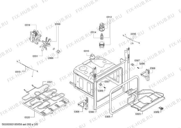 Взрыв-схема плиты (духовки) Bosch HBA42R350E H.BO.NP.L2D.IN.GLASS.B3/.X.E0_TIF/ - Схема узла 03