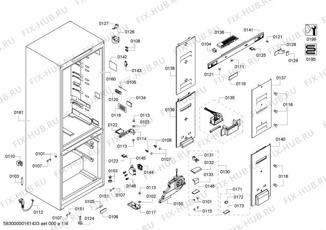 Схема №1 KGN49S56 с изображением Дверь морозильной камеры для холодильной камеры Bosch 00710764