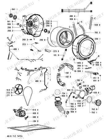 Схема №1 WAB 1211 SW с изображением Электролиния для стиралки Whirlpool 481010398919