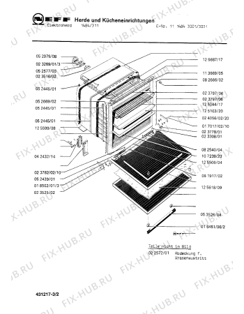 Взрыв-схема плиты (духовки) Neff 1114843031 1484/311 - Схема узла 02