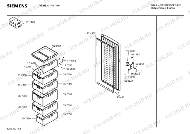 Взрыв-схема холодильника Siemens GS28L401 - Схема узла 02