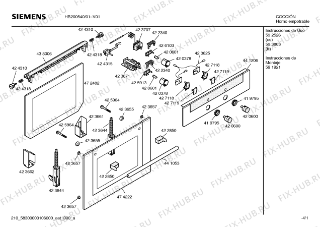 Схема №1 HB200540 с изображением Панель для электропечи Siemens 00441206