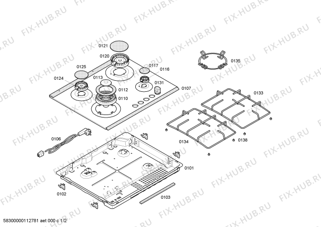 Схема №1 PHW202DEU Bosch с изображением Стеклокерамика для электропечи Bosch 00471322