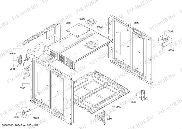 Взрыв-схема плиты (духовки) Siemens HB56GU550A - Схема узла 05