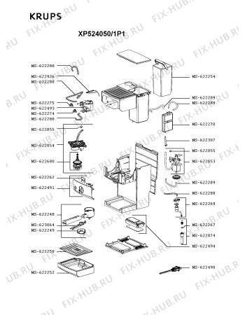 Схема №1 XP524050/1P2 с изображением Предохранитель для кофеварки (кофемашины) Krups MS-622926