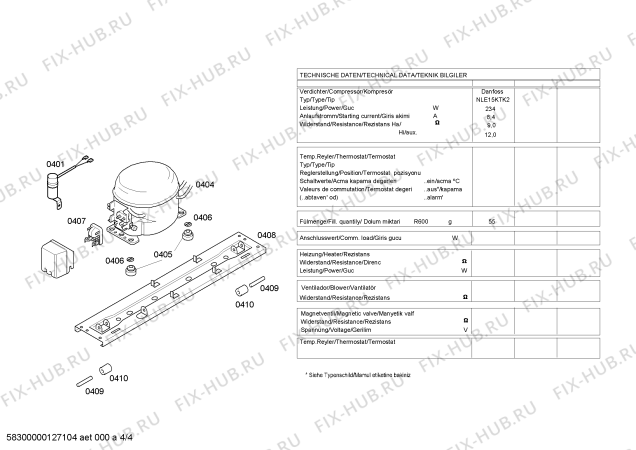 Схема №1 KD49NX60NE с изображением Модуль управления для холодильника Bosch 00665425