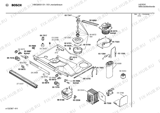 Взрыв-схема микроволновой печи Bosch HMG8501 - Схема узла 04