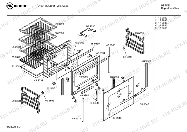 Взрыв-схема плиты (духовки) Neff U1661W2GB - Схема узла 03