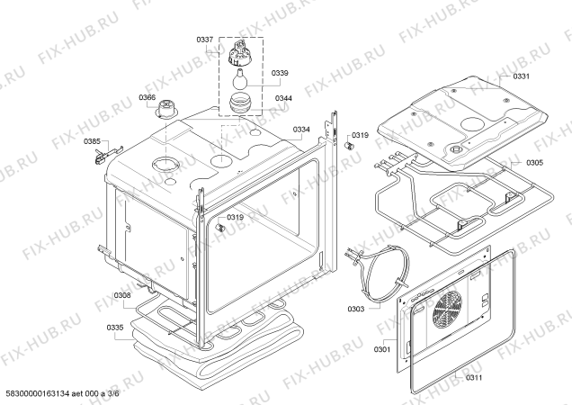 Взрыв-схема плиты (духовки) Bosch HBG53B560B - Схема узла 03