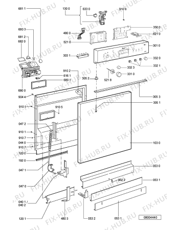 Схема №1 ADP 7519 WH с изображением Панель для посудомоечной машины Whirlpool 481245373125