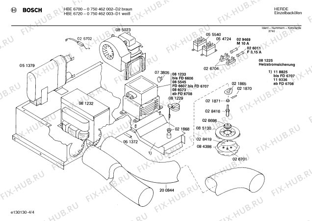 Взрыв-схема плиты (духовки) Bosch 0750462002 HBE6700 - Схема узла 04