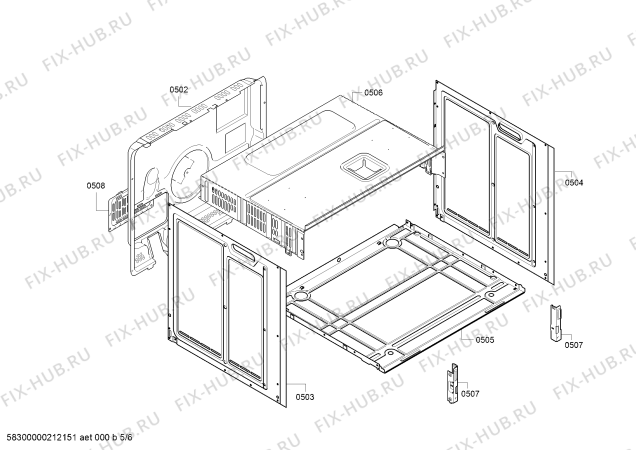 Взрыв-схема плиты (духовки) Siemens HE010FBR0C - Схема узла 05