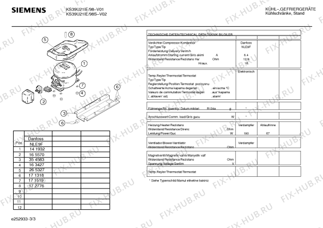 Взрыв-схема холодильника Siemens KS39U21IE/98S - Схема узла 03