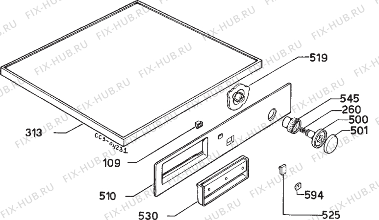 Взрыв-схема стиральной машины Zanussi ZF8000 - Схема узла Command panel 037