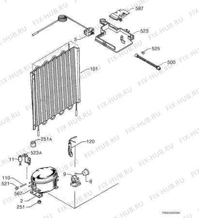 Взрыв-схема холодильника Aeg A1053-4GS-SN - Схема узла Cooling system 017