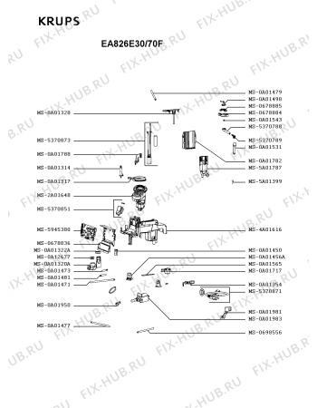 Взрыв-схема кофеварки (кофемашины) Krups EA826E30/70F - Схема узла PP004675.3P2