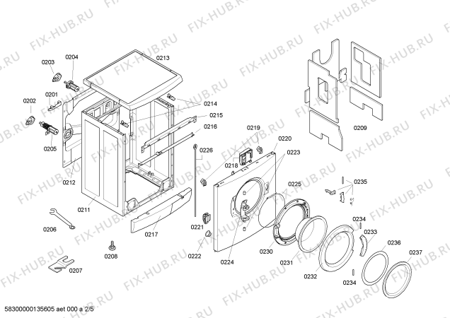 Взрыв-схема стиральной машины Bosch WAE284A2NL Bosch Maxx 7 - Схема узла 02