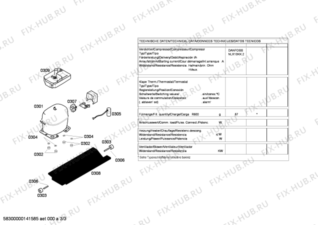 Взрыв-схема холодильника Siemens KG36VA72 - Схема узла 03