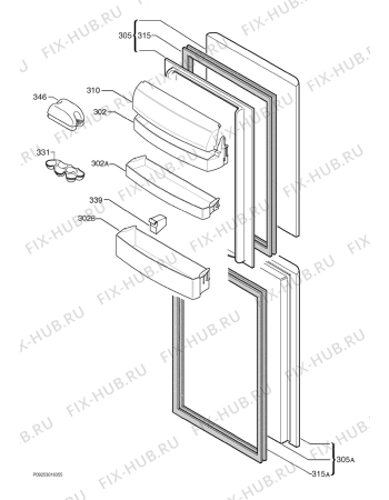 Взрыв-схема холодильника Privileg 532677_40567 - Схема узла Door 003