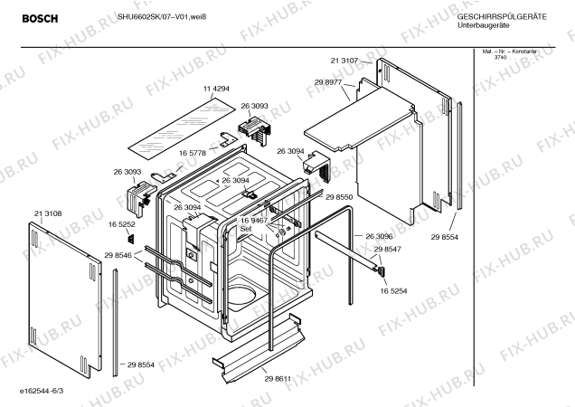 Взрыв-схема посудомоечной машины Bosch SHU6602SK Grand Prix - Схема узла 03