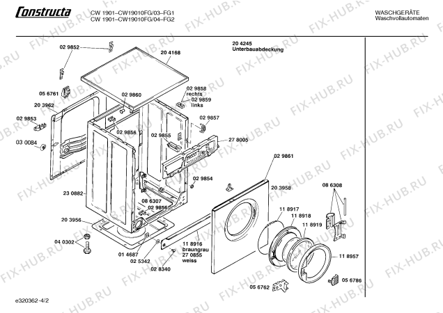 Схема №1 CW19010FG CW1901 с изображением Панель для стиральной машины Bosch 00270007