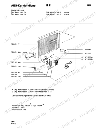 Взрыв-схема холодильника Aeg SAN1642 TK - Схема узла Refrigerator cooling system