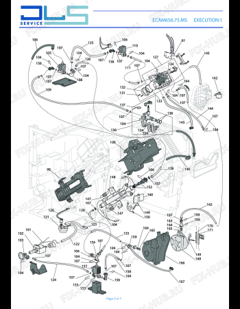 Взрыв-схема кофеварки (кофемашины) DELONGHI PRIMADONNA ELITE   ECAM 656.75.MS  EX:1 - Схема узла 3
