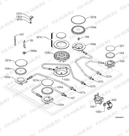 Взрыв-схема плиты (духовки) Zanussi ZGS784X - Схема узла Functional parts 267