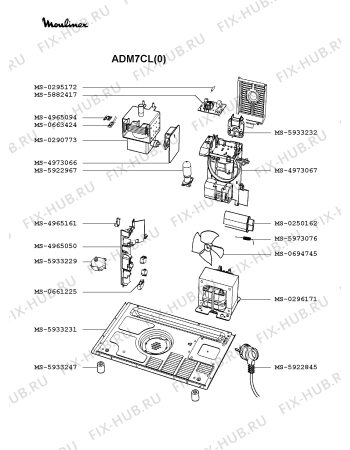 Взрыв-схема микроволновой печи Moulinex ADM7CL(0) - Схема узла 7P002059.9P3