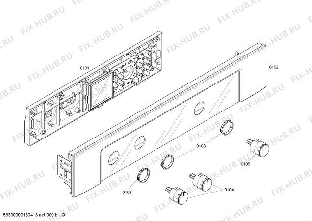 Схема №1 HBL5620UC с изображением Панель управления для духового шкафа Bosch 00479436