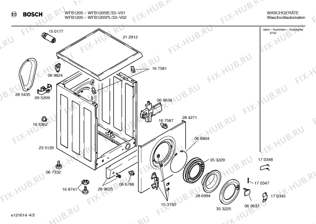 Взрыв-схема стиральной машины Bosch WFB1205PL BOSCH WFB 1206 - Схема узла 02
