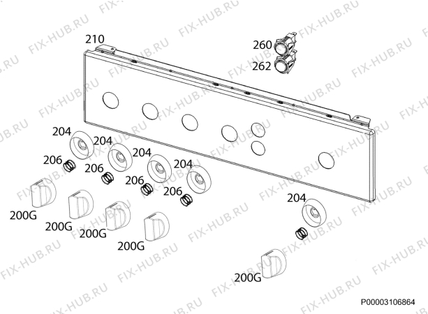 Взрыв-схема плиты (духовки) Zanussi ZCG9510P1X - Схема узла Command panel 037