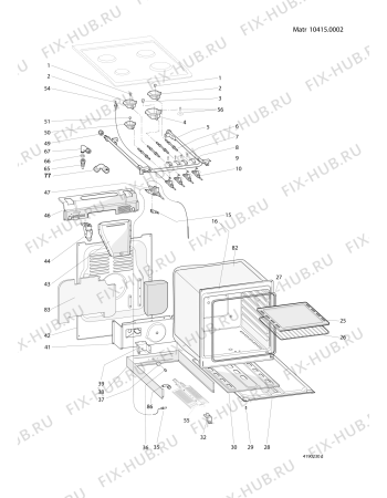 Взрыв-схема плиты (духовки) Indesit K3G21SWHU (F072111) - Схема узла