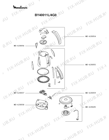 Схема №1 BY400161/4G0 с изображением Кнопка для электрочайника Moulinex MS-620059