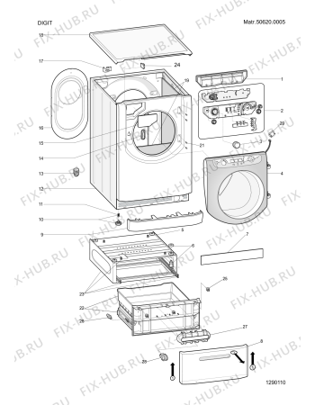 Схема №1 AQXF109EU (F039560) с изображением Пластина для стиралки Indesit C00262666