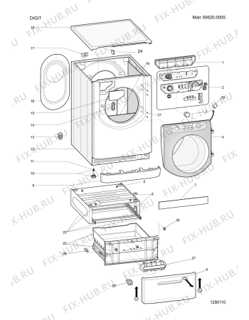 Схема №1 AQXF129EUHA (F051370) с изображением Запчасть для стиралки Indesit C00257290