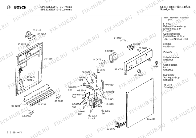 Схема №1 SPS2032EU с изображением Переключатель для посудомойки Bosch 00059445
