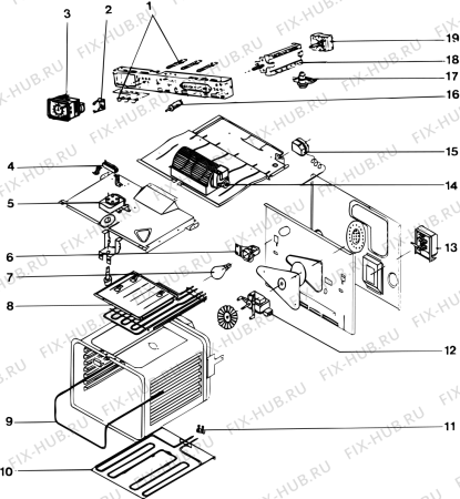 Взрыв-схема плиты (духовки) SCHOLTES F4706EBRMOUCH (F009158) - Схема узла