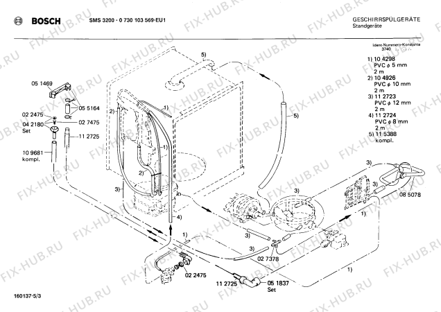 Взрыв-схема посудомоечной машины Bosch 0730103569 SMS3200 - Схема узла 03