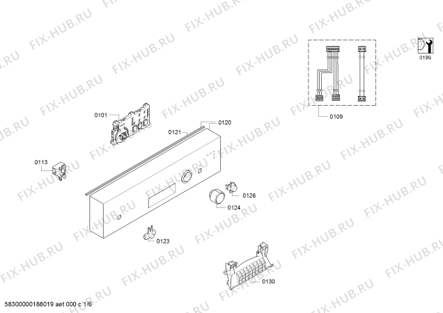 Схема №1 SPUCY43E21 с изображением Передняя панель для посудомойки Bosch 11009476