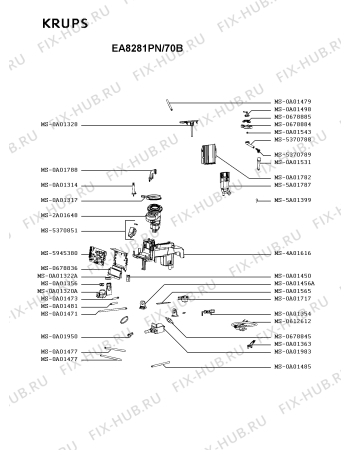 Взрыв-схема кофеварки (кофемашины) Krups EA8281PN/70B - Схема узла QP004261.4P2