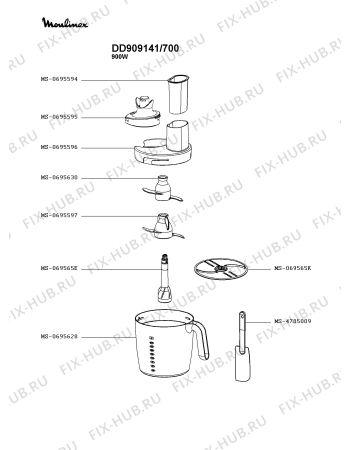 Взрыв-схема блендера (миксера) Moulinex DD909141/700 - Схема узла IP003997.8P3