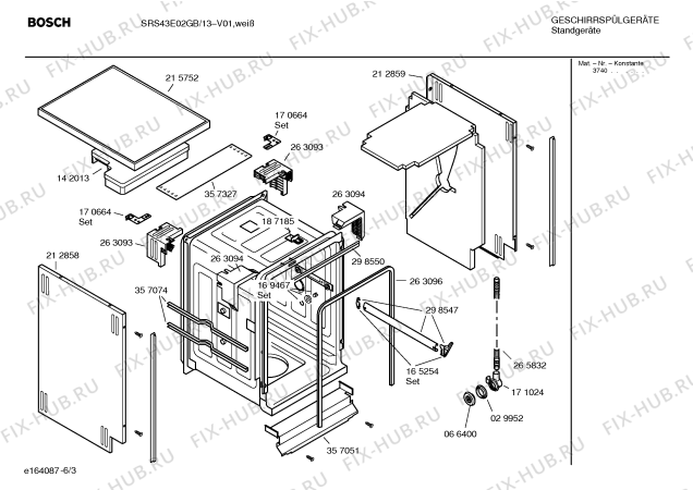 Взрыв-схема посудомоечной машины Bosch SRS43E02GB Exxcel auto-option - Схема узла 03