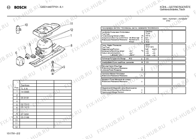 Взрыв-схема холодильника Bosch GSD1440TP - Схема узла 02