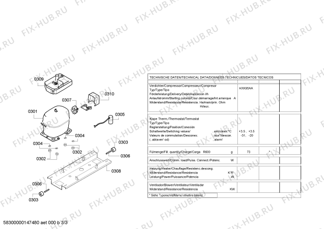 Взрыв-схема холодильника Bosch KGV73E45 - Схема узла 03