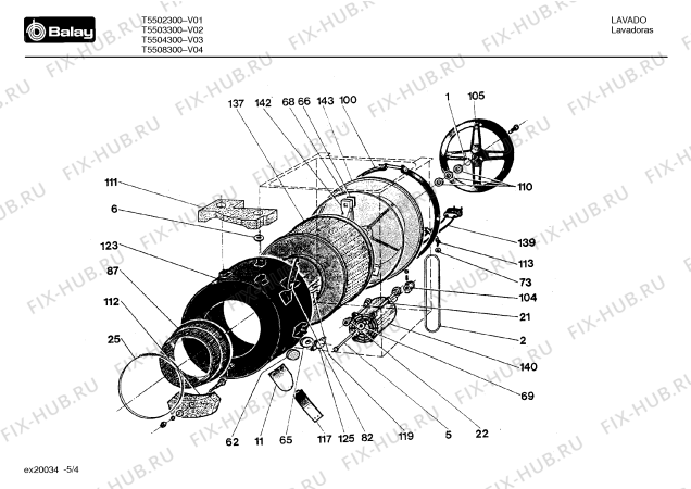 Взрыв-схема стиральной машины Balay T5502300 - Схема узла 04